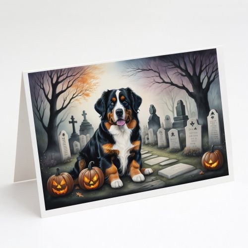 Bernese Mountain Dog Spooky Halloween Greeting Cards Pack of 8 Blank Cards with Envelopes Whimsical A7 Size 5x7 Blank Note Cards