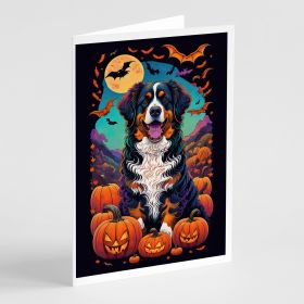 Bernese Mountain Dog Witchy Halloween Greeting Cards Pack of 8 Blank Cards with Envelopes Whimsical A7 Size 5x7 Blank Note Cards