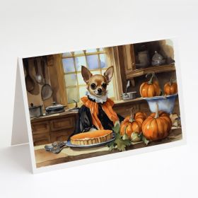 Chihuahua Fall Kitchen Pumpkins Greeting Cards Pack of 8 Blank Cards with Envelopes Whimsical A7 Size 5x7 Blank Note Cards