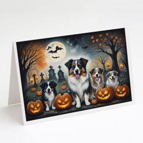 Australian Shepherd Spooky Halloween Greeting Cards Pack of 8 Blank Cards with Envelopes Whimsical A7 Size 5x7 Blank Note Cards