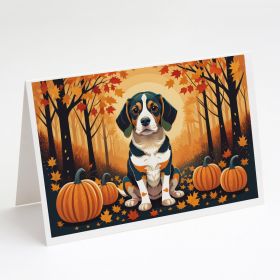 Beagle Fall Greeting Cards Pack of 8 Blank Cards with Envelopes Whimsical A7 Size 5x7 Blank Note Cards