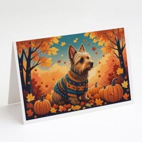 Australian Terrier Terrier Fall Greeting Cards Pack of 8 Blank Cards with Envelopes Whimsical A7 Size 5x7 Blank Note Cards