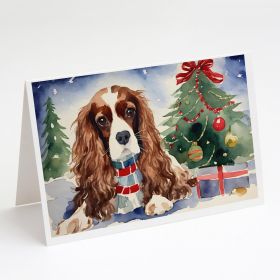 Cavalier Spaniel Christmas Greeting Cards Pack of 8 Blank Cards with Envelopes Whimsical A7 Size 5x7 Blank Note Cards
