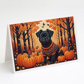Affenpinscher Fall Greeting Cards Pack of 8 Blank Cards with Envelopes Whimsical A7 Size 5x7 Blank Note Cards