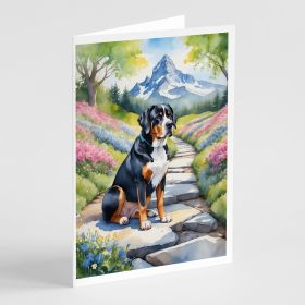 Greater Swiss Mountain Dog Spring Path Greeting Cards Pack of 8 Blank Cards with Envelopes Whimsical A7 Size 5x7 Blank Note Cards