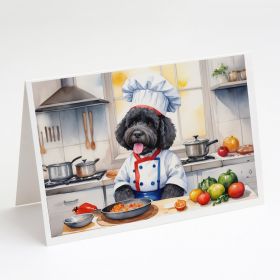 Portuguese Water Dog The Chef Greeting Cards Pack of 8 Blank Cards with Envelopes Whimsical A7 Size 5x7 Blank Note Cards