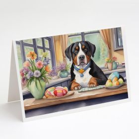 Decorating Easter Greater Swiss Mountain Dog Greeting Cards Pack of 8 Blank Cards with Envelopes Whimsical A7 Size 5x7 Blank Note Cards
