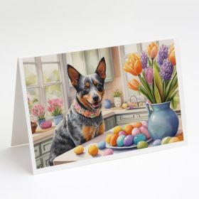 Decorating Easter Australian Cattle Dog Greeting Cards Pack of 8 Blank Cards with Envelopes Whimsical A7 Size 5x7 Blank Note Cards