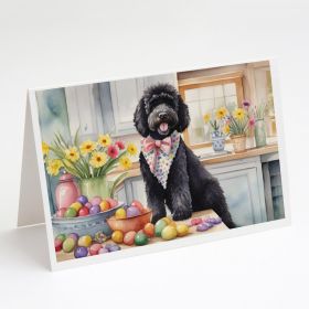 Decorating Easter Portuguese Water Dog Greeting Cards Pack of 8 Blank Cards with Envelopes Whimsical A7 Size 5x7 Blank Note Cards