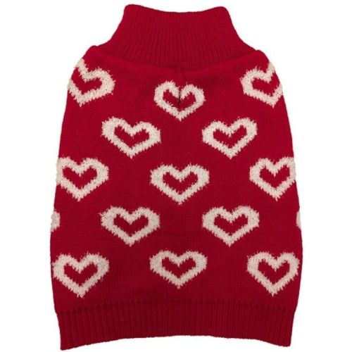 Fashion Pet All Over Hearts Dog Sweater Red