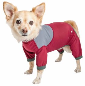 Dog Helios 'Tail Runner' Lightweight 4-Way-Stretch Breathable Full Bodied Performance Dog Track Suit (Color: Red, size: small)