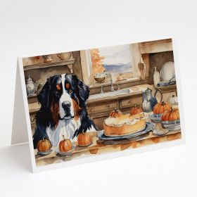 Bernese Mountain Dog Fall Kitchen Pumpkins Greeting Cards Pack of 8 Blank Cards with Envelopes Whimsical A7 Size 5x7 Blank Note Cards (Default: Default)