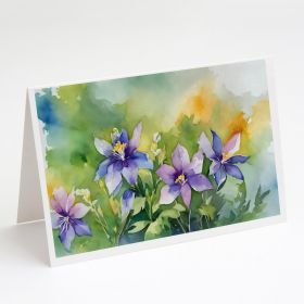 Colorado Rocky Mountain Columbine in Watercolor Greeting Cards Pack of 8 Blank Cards with Envelopes Whimsical A7 Size 5x7 Blank Note Cards (Default: Default)