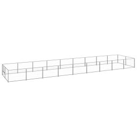 Dog Kennel Silver 193.8 ftÂ² Steel (Color: silver)